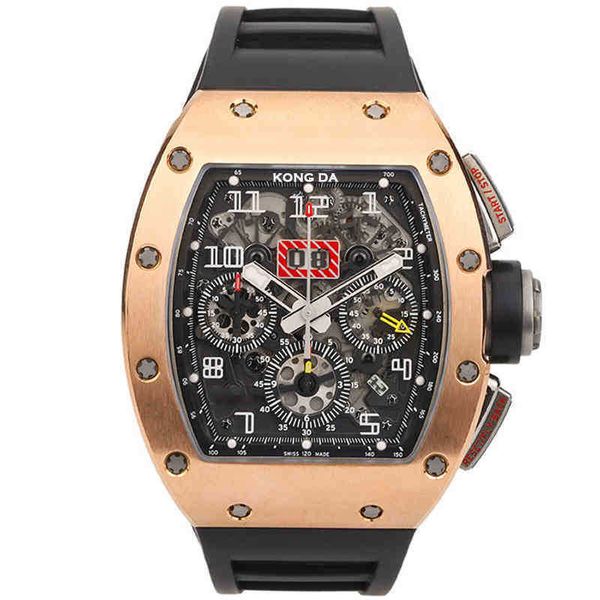 Superclone observa Wristwatch Designer Luxury Mechanics Mechanics Richa Milles Silicone Strap 18K Gold Top Marca Jam Tangan Uhr Mecânica