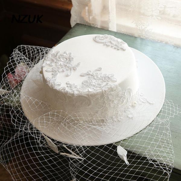 Головные уборы Nzuk Bride Wedding Swide Veil Fedora Hat Pographe
