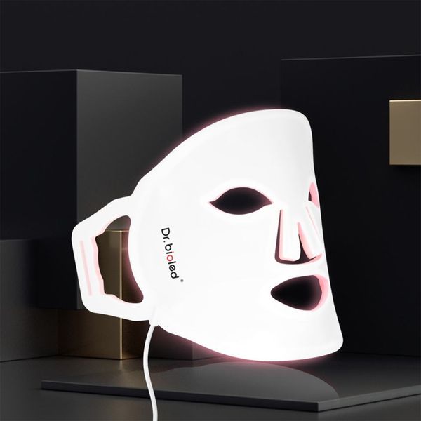 Maschera facciale LED in silicone Photon Therapy per il ringiovanimento della pelle con tecnologia BioLED - Scudi luminosi rosso/blu/arancione/giallo per una cura della pelle conveniente