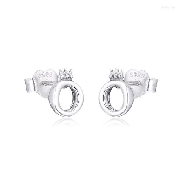 Orecchini a bottone CKK Argento 925 Gioielli Lucido Corona O Per regalo da donna Orecchino originale in argento sterling