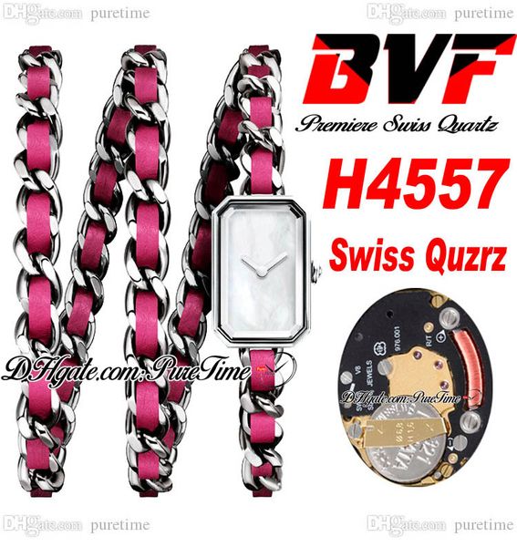 BVF Premiere H4557 Orologio svizzero ETA al quarzo Ladeise Cassa in acciaio rosa Rosck Pop Quadrante MOP Cinturino in pelle intrecciata Super Edition Orologio da donna Puretime A1