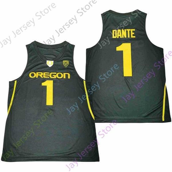 Mitch 2020 New NCAA College Oregon Ducks Trikots 1 Dante Basketballtrikot Grün Schwarz Größe Jugend Erwachsener Alle genäht