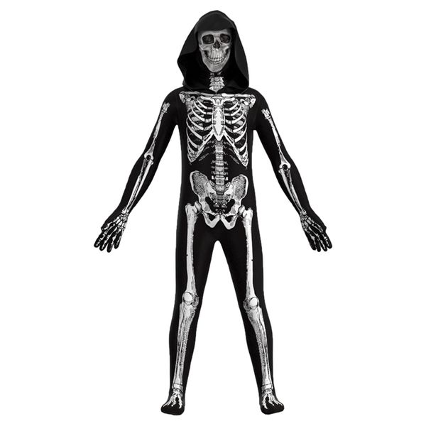 Besondere Anlässe Zombie-Kostüm für Kinder und Erwachsene, Halloween, Cosplay, gruseliger Skelett-Schädel-Overall, Karneval, Party-Kleidung 220922