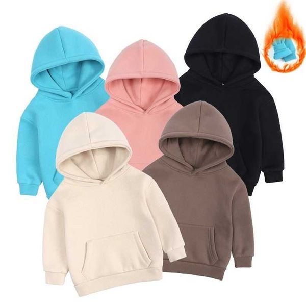 Pullover Autunno Inverno Caldo Pile Bambini Felpa con cappuccio Neonati maschi Ragazze Top in cotone solido Bambini Maglione con cappuccio Capispalla Camicia a maniche lunghe 220924