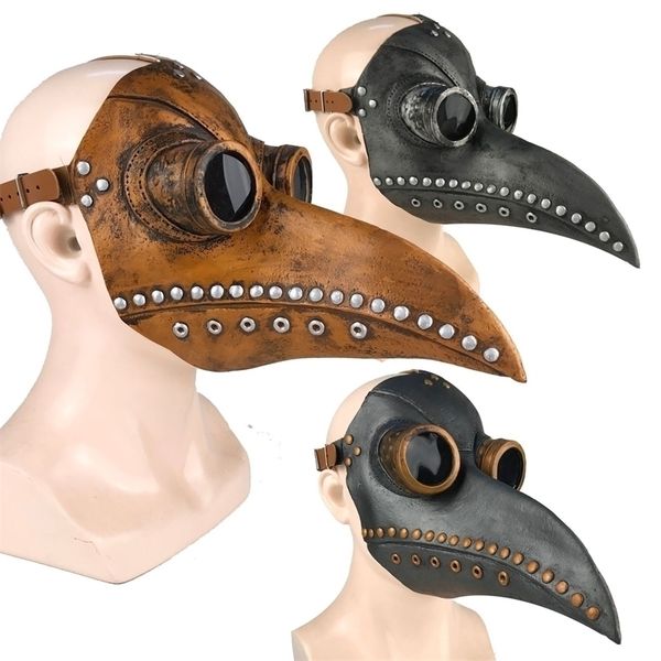 Máscaras de festa engraçadas látex steampunk peste da máscara de pássaro máscara de pássaro cosplay traje de traje de máscaras de halloween longa 220922