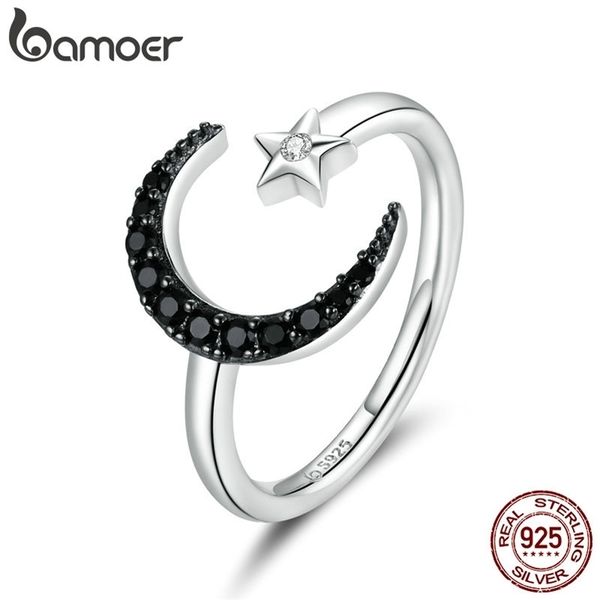 Cluster-Ringe aus 925er-Sterlingsilber, geheimnisvoller Stern, Mond, Fingerringe für Damen, verstellbar, freie Größe, feiner Schmuck BSR137 220922