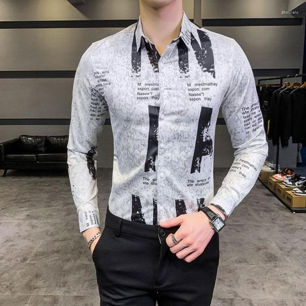 Camicie casual da uomo 2022 Primavera Ultima camicia da uomo d'affari a maniche lunghe sociale Camicia slim streetwear Abito da discoteca Chemise Homme Top maschile