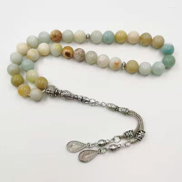 Filo di pietra naturale di amazzonite Tasbih Bracciale turco 33 66 99 Perlina di preghiera musulmana Accessori islamici Eid Regalo Moda araba a portata di mano