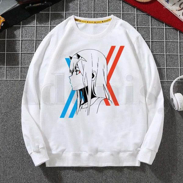 Erkek hoodies sevgilim franxx sıfır iki arigatou 02 anime sweatshirt baskı trend erkek kıyafetleri hip-hop erkek crewneck erkek