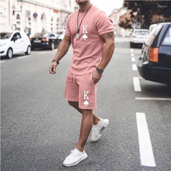 Agasalhos Masculinos Roupas Masculinas Agasalho de Algodão Conjuntos de 2 Peças Cor Sólida Moletom Masculino Manga Curta Camiseta Shorts Sportwaer Jogger