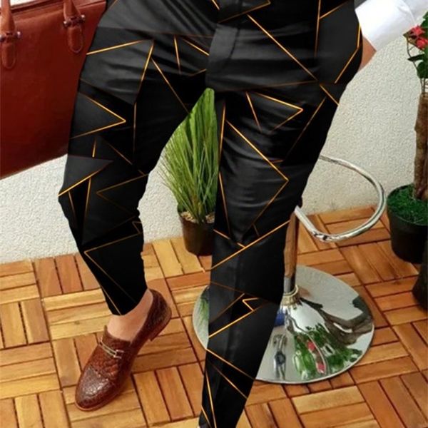 Cal￧a masculina Smart Casual Fashion Polka Dot Pattern Thin Caist Mid Rogger Troushers Suit 220924