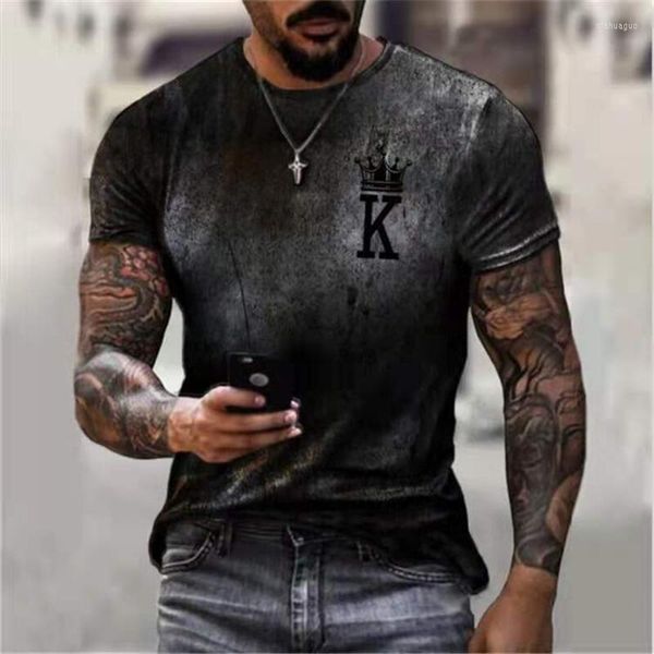 Magliette da uomo Magliette da uomo Poker K Gradient Stampa 3D Camicia da uomo a maniche corte Moda europea e americana Girocollo estivo da uomo
