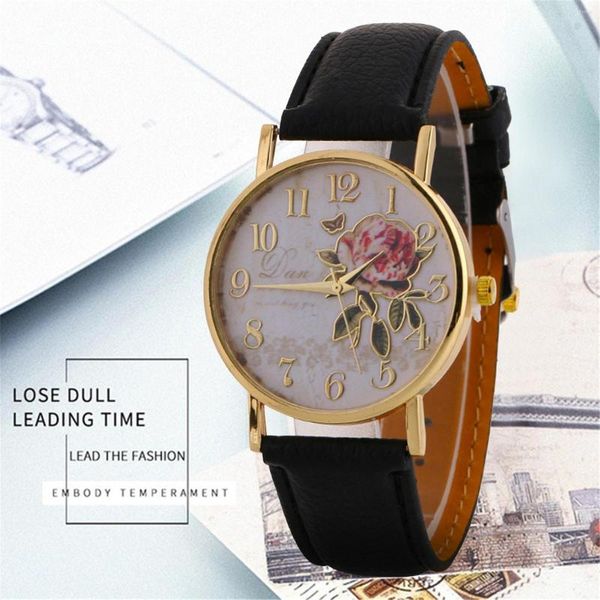 Taschenuhren Mode gedruckt Rose Blume Armbanduhr Kleid Damenuhr hochwertige Keramik süße Mädchen Armband Design Damen#4