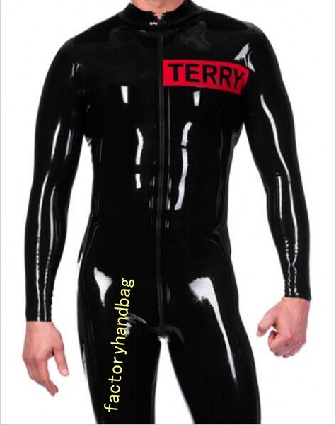 Maschi sexy black terry etichetta costumi da tanta wetlook pvc in pelle finta cerniera a 3 vie a 3 vie al culo bodamer