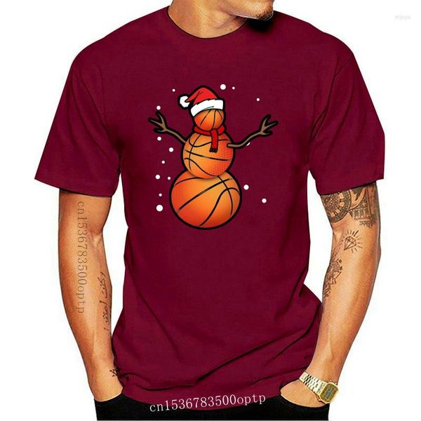 T-shirt da uomo T-shirt da uomo Basket Snow Man T-shirt divertente natalizia T-shirt stampata Top