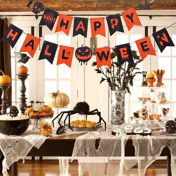 Weihnachtsdekorationen Halloween Hängende Banner Flagge Happy Halloween Dekoration für Zuhause Kürbis Geist Horror Party Hintergrund Halloween Suppiles 220926