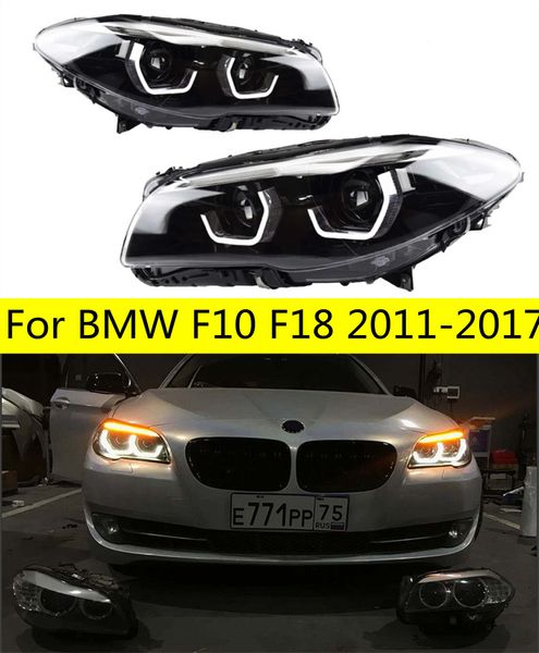 2 шт. автозапчасти для фар автомобиля для BMW F10 F18 528i 530i 535i M5 20 11-20 17 светодиодные лампы Замена фар DRL двойной проектор Facelift