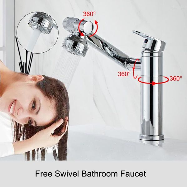 Rubinetti per lavabo da bagno Rubinetto girevole Miscelatore Rubinetto per acqua fredda montato su ponte Soffione doccia Aeratori Rubinetteria idraulica per accessori