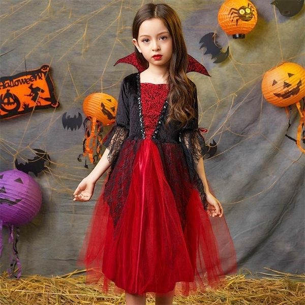 Ocas￵es especiais Trajes de Halloween para meninas vestido princesa roupas fantasmas manto crian￧as vestidos de c￡lice 3-12 anos 220922