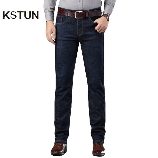 Jeans da uomo per uomo autunno e inverno blu scuro elasticizzato business casual classico dritto uomo d'affari pantaloni a figura intera alta qualità L220923