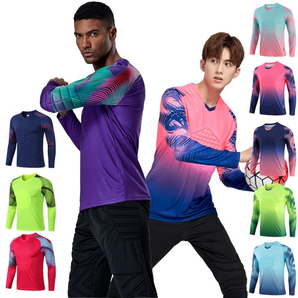 Roupas de ginástica Football Mangas compridas Gradiente Goletim de goleiro Esporte Treinamento de esportes respiráveis ​​Top Soccer Pad Pad Spring Autumn Jersey 220923