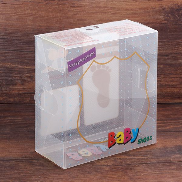 14x13x6 cm Cartone animato in plastica PVC Scatola per scarpe per bambini Scatola per imballaggio al dettaglio Scatole trasparenti per decorazioni per imballaggio LX3458 all'ingrosso