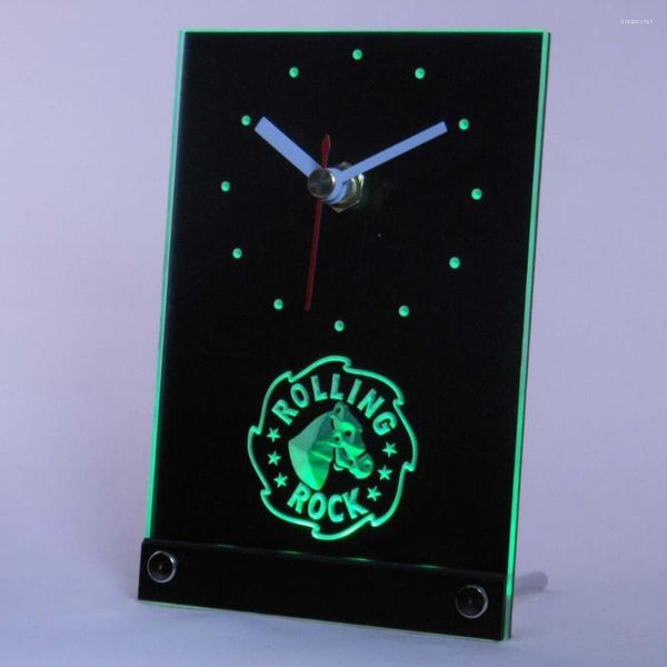 Orologi da parete Tnc0468 Rolling Rock Beer Bar Tavolo Scrivania 3D Orologio LED