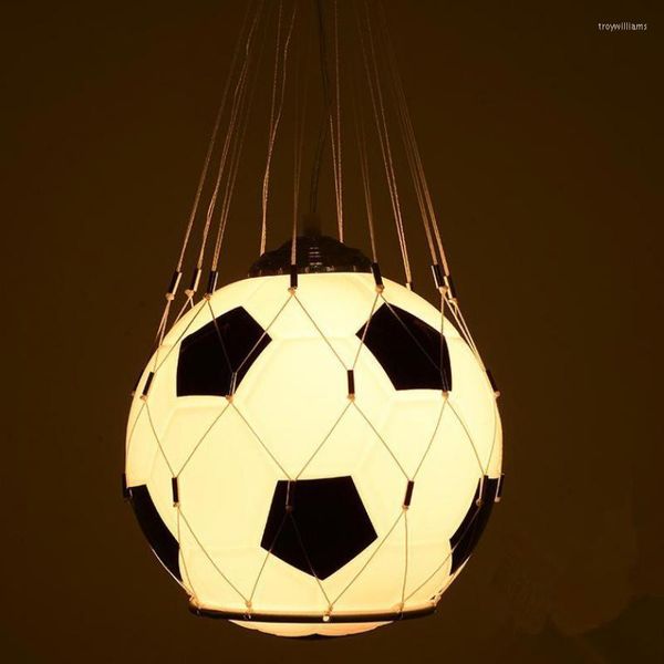 Pendelleuchten Fußball Fußball Lampe mit Netz Kreative E27 LED Cartoon Lichter Schlafzimmer Kinderzimmer hängen N1510