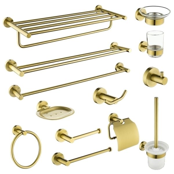 Toalhas Racks Acess￳rios de banheiro de ouro escovados Acess￳rios para o banheiro do vaso sanit￡rio Placa de barra de barra de barca