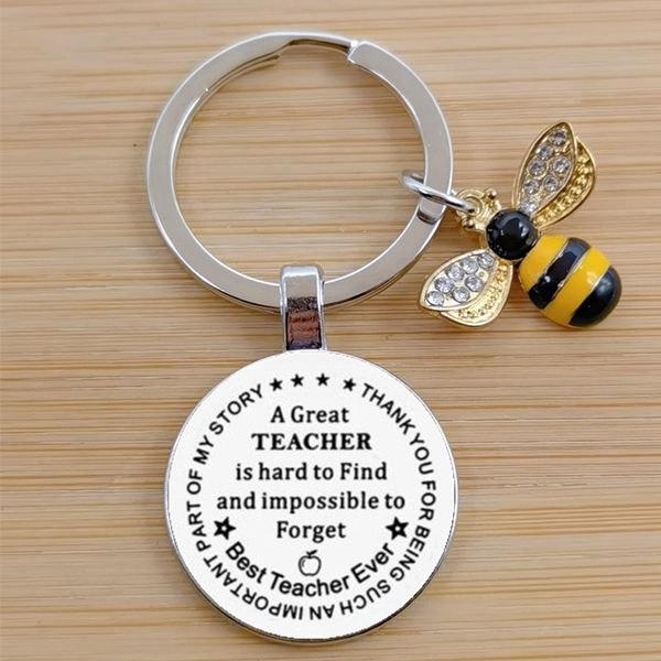 Teşekkürler öğretmen harika bir öğretmen anahtar yüzüğü sevimli böcek emaye arı anahtarlık hediye bayanlar erkekler hediye hemşiresi öğretmen mentor hediyesi bırak