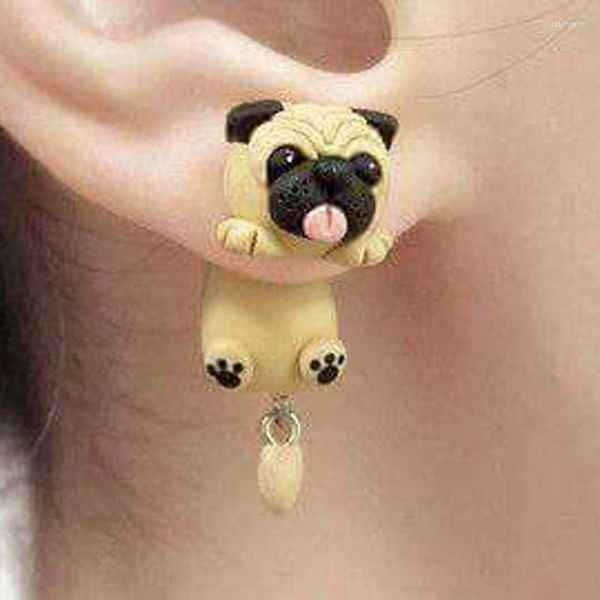 Orecchini a bottone Simpatico cartone animato fatto a mano in argilla Soft Sharpei Pug Ladies Sweet Fashion Jewelry Gifts