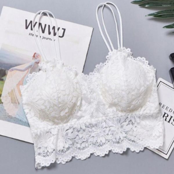 Canottiere Serbatoi 1 pz Stile Francese Bralette Senza Soluzione di Continuità Profondo Scollo a V Reggiseno di Pizzo Biancheria Intima Sottile Senza Fili Lingerie Sexy Reggiseni Push Up Morbidi per le Donne Top