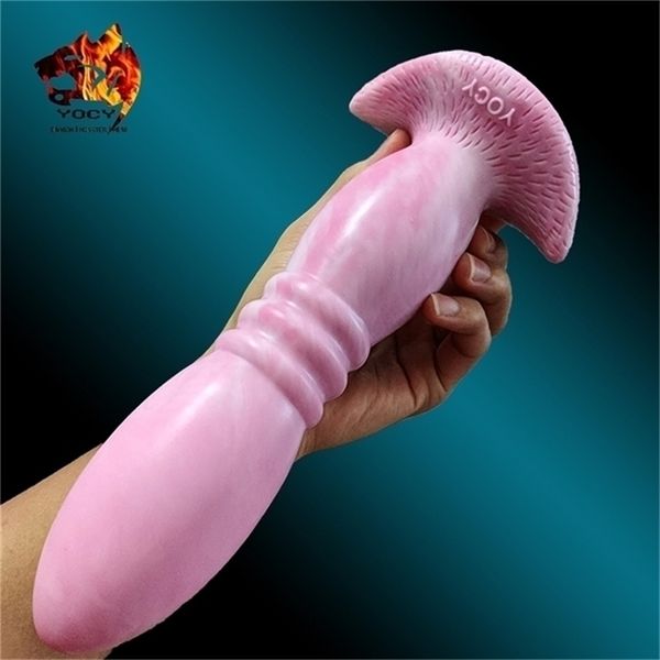 Анальные игрушки Yocy 240x52 мм огромный массажер для задних задних с присосами розовый фэнтези -дилдо силиконовый секс -игрушка для мужчин Женщины кульминационные аниевые бусины 220922