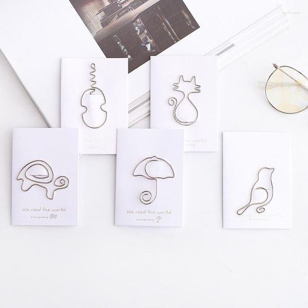 10pcs/lote mistura o desenho animado aleatório Animal Shape Message Paper Clip Metal Bookmark Book Mark Girl Gift