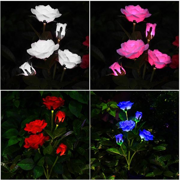 Luci solari da giardino Rose Flower Light Decorazioni decorative per la casa Lampada da prato Paesaggio impermeabile