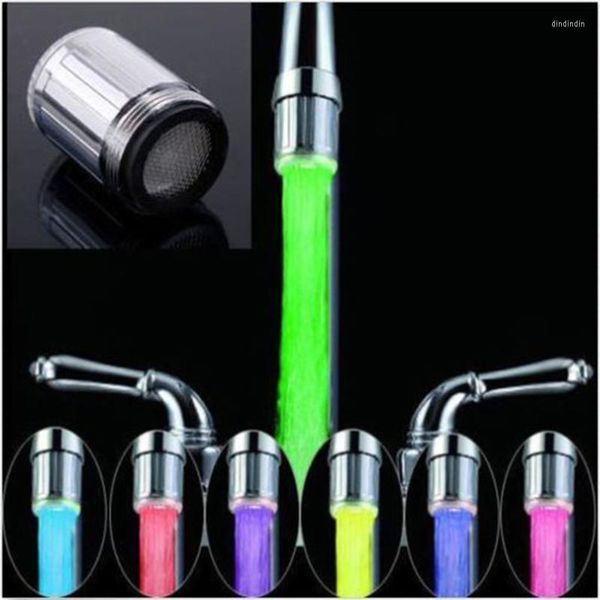 Küchenarmaturen, LED-Wasserhahn-Licht, 7 Farben, wechselnder Wasserfall, Glühen, Duschstrahl, Wasserhahn, Universal-Adapter, Badezimmer-Zubehör