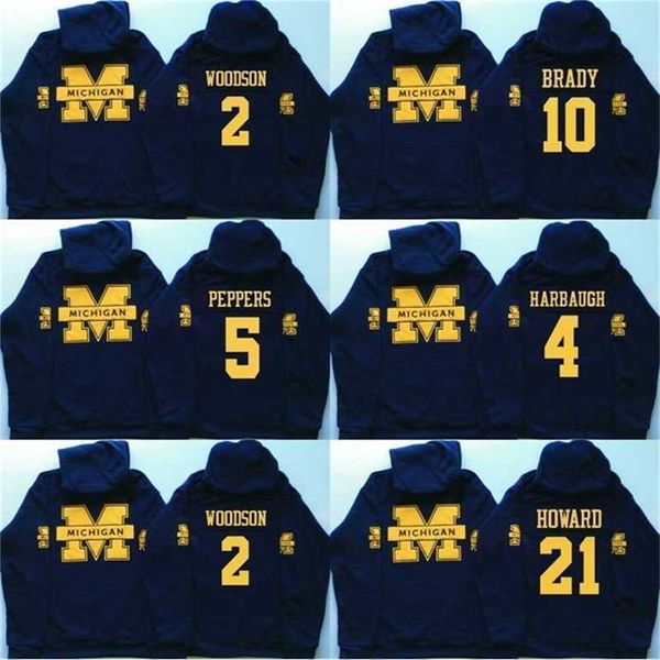 Gla MitNess Herren Michigan Wolverines Coollege Jersey 5 Jabrill Peppers 4 Jim Harbaugh 10 Brady 2 Charles Woodson 21 Howard Jerseys Hoodies Sweatshirts