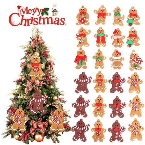 Decorações de Natal Pingente de Gingerbread Tree Merry Decoration for Home Natal Presentes Navidad Ornamentos ano 220926