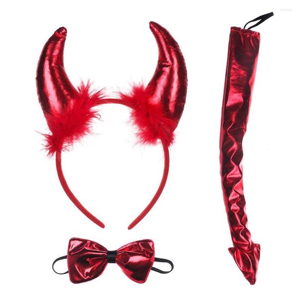 Party Masken Erwachsene Kinder Halloween Teufel Stirnband Cosplay Kostüm Fancy Glitter Dämon Horn Flauschigen Plüsch Haar Hoop Weihnachten Prop