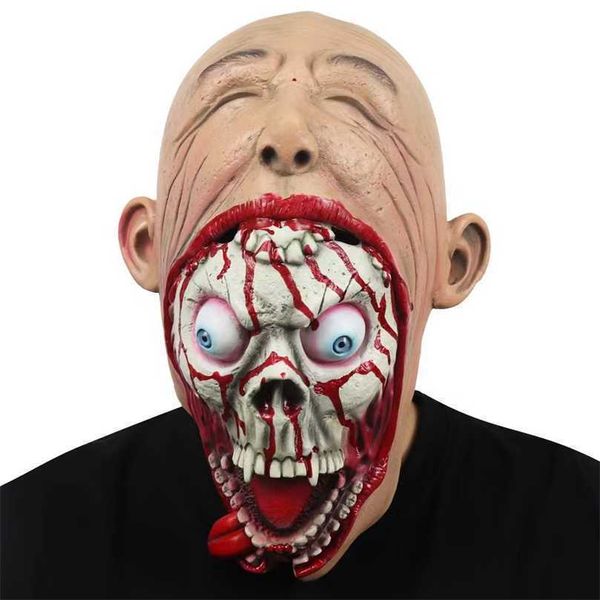 Maschere per feste Bocca grande Zombie Diavolo Maschere per Halloween Ins Cosplay Spaventoso Maschera demone alieno Costume Evento Festa Forniture per feste Casa 220926