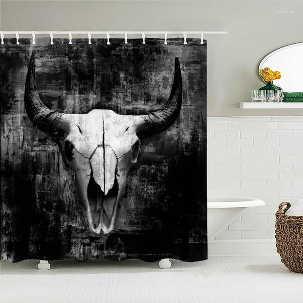 Tende per doccia 3d renna da bagno in bull wolf impermeabile con 12 ganci decorazioni per la casa schermata da bagno lavabile