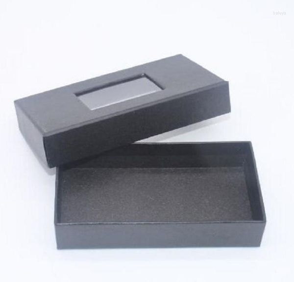 Hediye Sargısı 100 PCS Siyah Beyaz Kapak Kağıt Paketleme Kutusu Plastik PVC Pencere Wig Cüzdan Bağlamalı Ambalaj Karton Toptan
