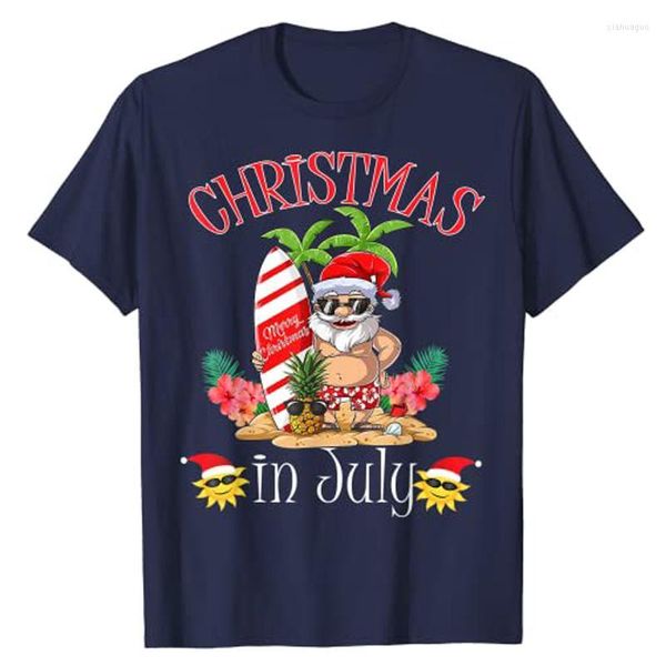 Camisetas masculinas de camisetas masculinas de camiseta de anime de anime Men Christmas em julho Funny Santa Summer Summer Beach Super Edge Cotton Harajuku