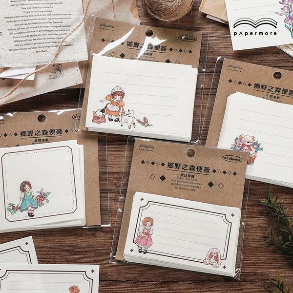 Fogli Cute Fairy Girl Memo Pad Messaggio retrò Note Materiale decorativo Carta Cancelleria Forniture per ufficio
