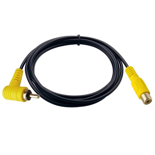 Cabos de ￡udio Golden banhado a 90 graus Angulado RCA Male para RCA-FEMALE Plug AV Audio Connector Cabo Cabo 1.5m/1pcs