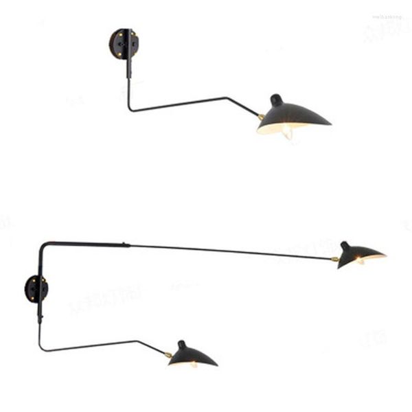 Lampada da parete moderna nera orientabile a luce led per bagno camera da letto vintage industriale girevole