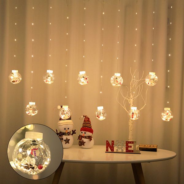 Decorazioni natalizie Tenda Luce Lampada Stringa di plastica Wishing Ball 10 pezzi / set LED Filo di rame Luce Pendente albero di Babbo Natale A12