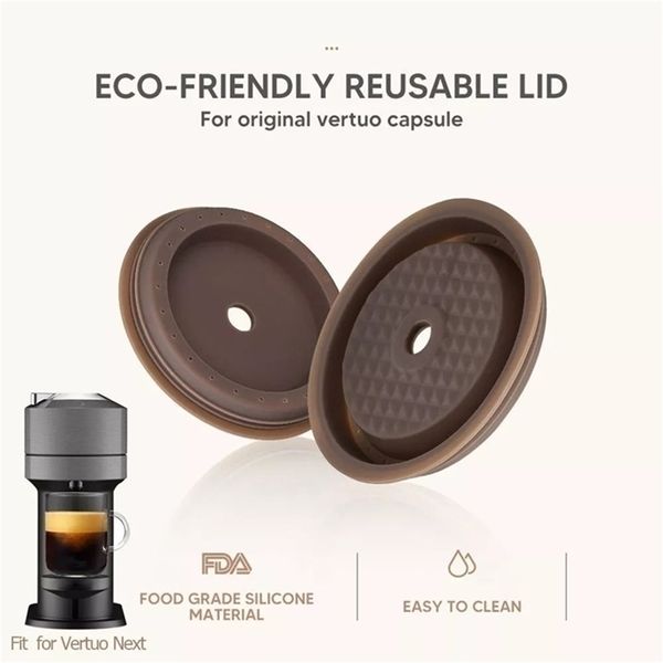 Kaffeefilter ICafilas Wiederverwendbare Silikonhülle für Nespresso Vertuo-Kapsel Einweg-Original-Kaffeekappenfilter für Vertuo Next-Maschine 220922