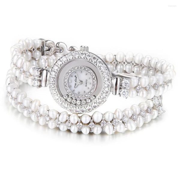 Link Bracelets Hermosa Exclusivo Pearl Watch Party Show Gift Japão quartzo 30m resistente à água Stoxless Recel Back Wristwatch 14,5 polegadas