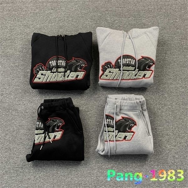 Erkek Hoodies Sweatshirt Trailsuits FW Hoodie Suit Erkek Kadın Kırmızı Siyah Kaplan Kafa Havlu İşlemeli Kapşonlu Sweatshirt Peluş 220924